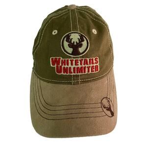 Whitetails Unlimited Baseball Cap Olive Green Tan Adjustable One Size